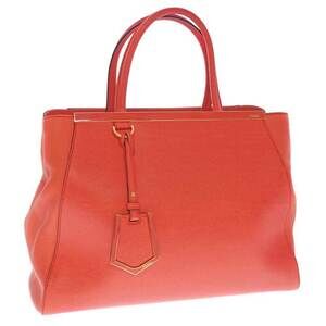 Fendi Toujours Handbag Shoulder Bag Leather Salmon Pink Red
